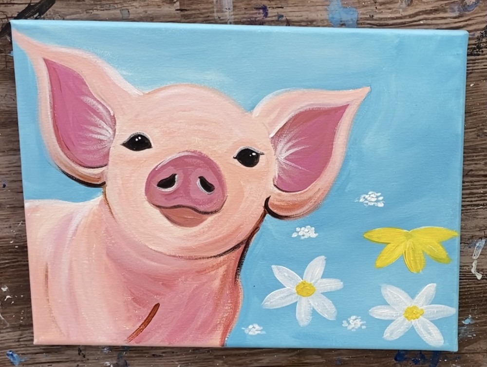 Pig Painting - Step By Step Acrylic Tutorial - For Beginners