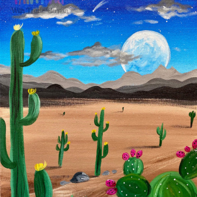 Desert Landscape Painting Tutorial – Night Desert Scene