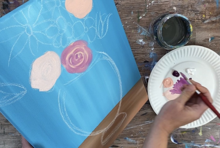 Flower Vase Painting - Step By Step Acrylic Painting Tutorial