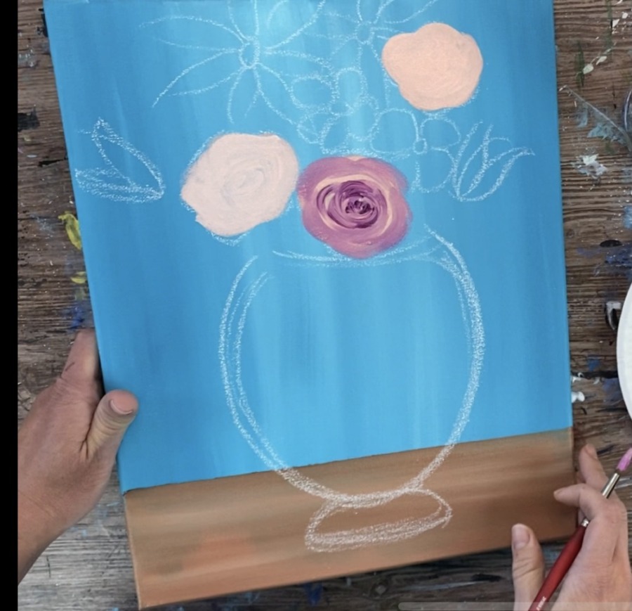 Flower Vase Painting - Step By Step Acrylic Painting Tutorial