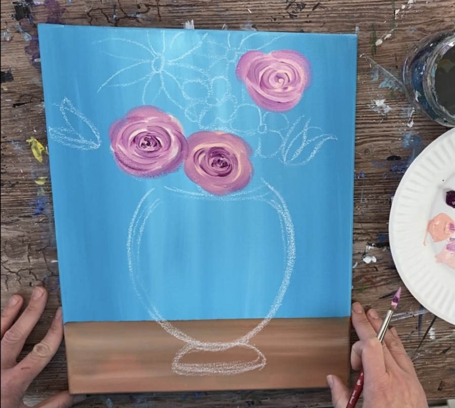 Flower Vase Painting - Step By Step Acrylic Painting Tutorial