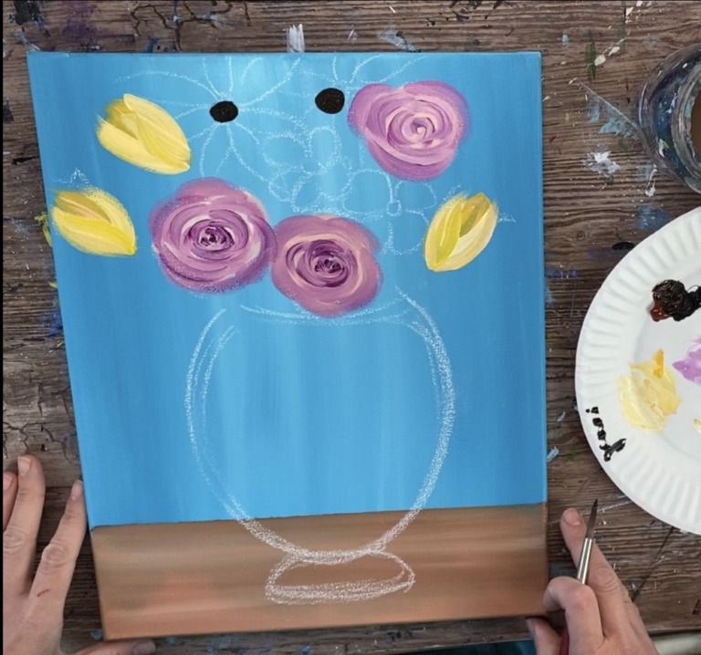 Flower Vase Painting - Step By Step Acrylic Painting Tutorial