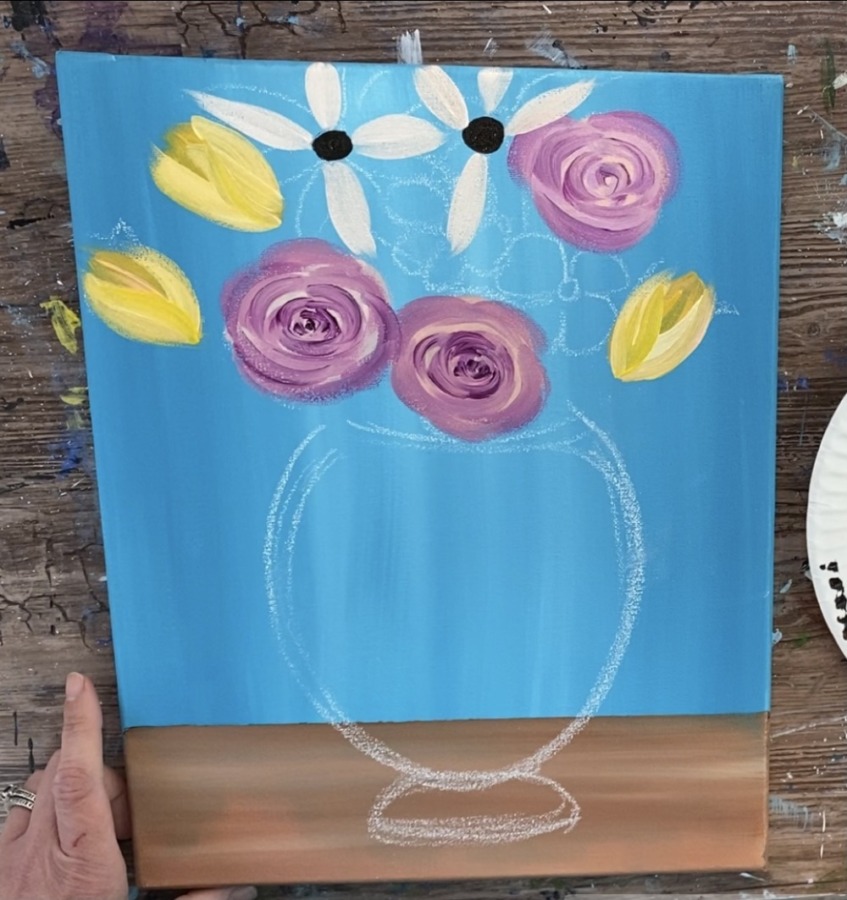 Flower Vase Painting - Step By Step Acrylic Painting Tutorial