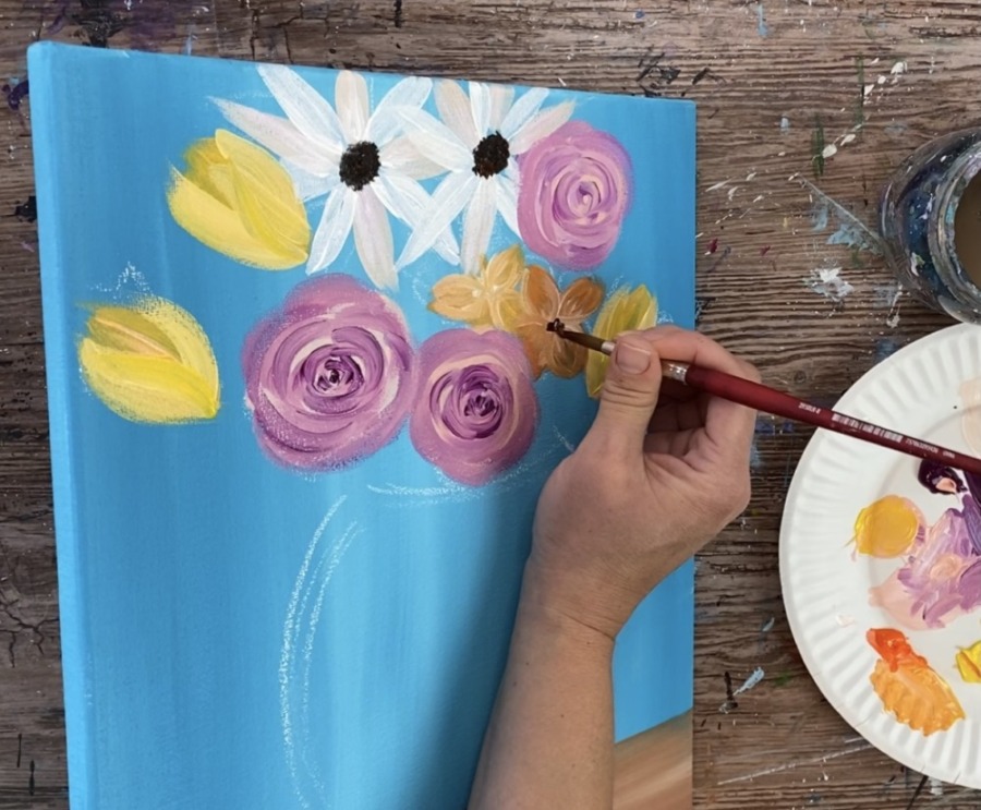 Flower Vase Painting - Step By Step Acrylic Painting Tutorial