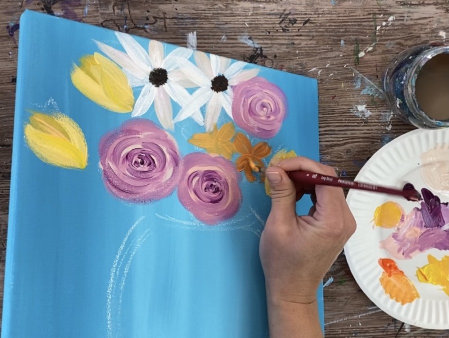 Flower Vase Painting - Step By Step Acrylic Painting Tutorial