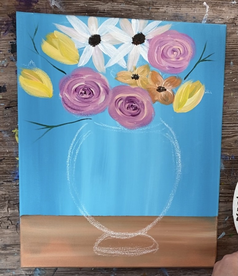 Flower Vase Painting - Step By Step Acrylic Painting Tutorial