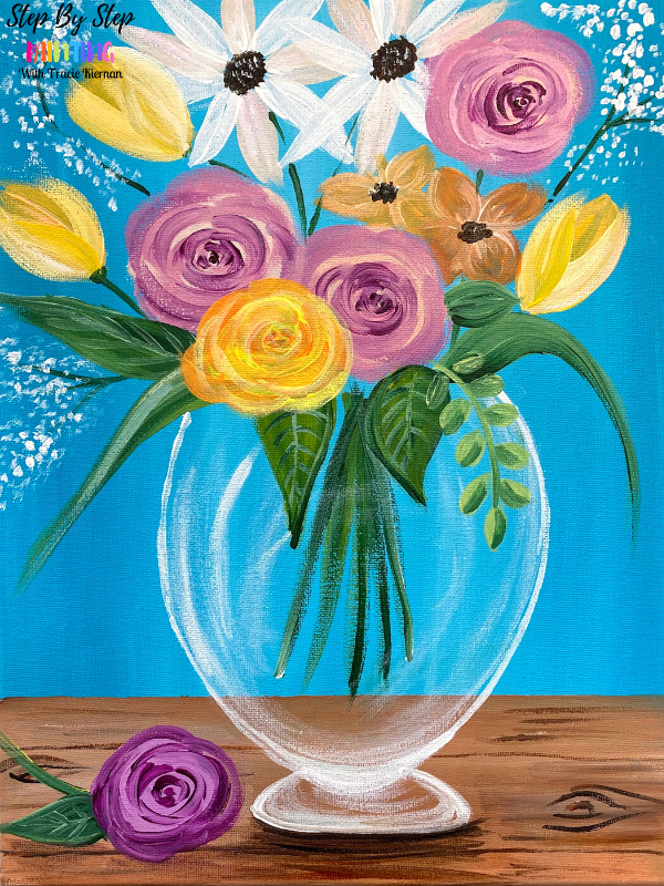 easy painting of flowers in a vase