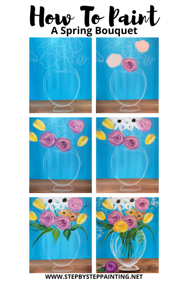 Flower Vase Painting - Step By Step Acrylic Painting Tutorial