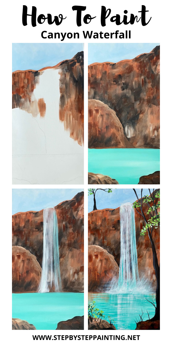 Waterfall painting step by step process photos.