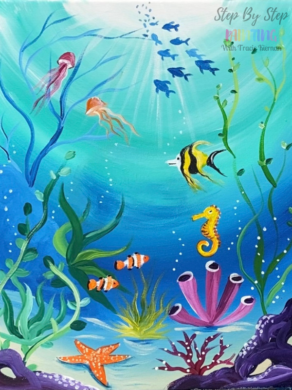 Under The Sea Painting Step By Acrylic Tutorial For Beginners - Acrylic Painting Tutorial Easy Ocean