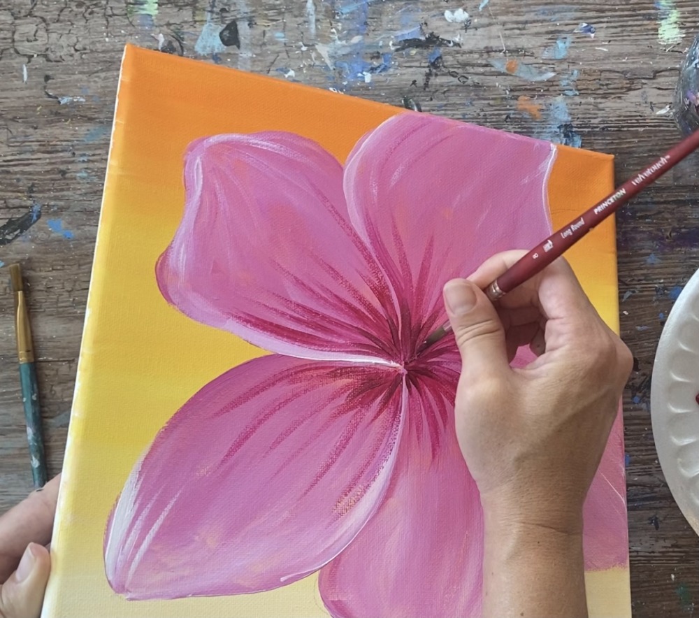 Easy Simply Tropical Hibiscus Painting - Step By Step Acrylic Tutorial