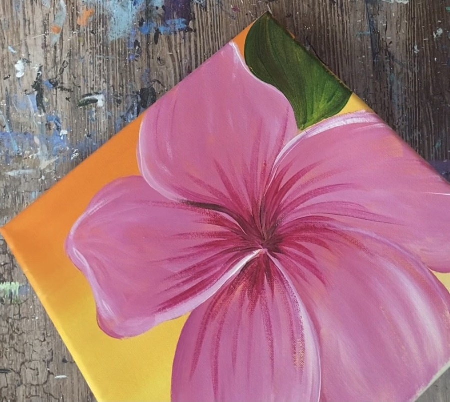 Easy Simply Tropical Hibiscus Painting - Step By Step Acrylic Tutorial