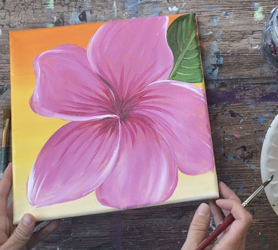 Easy Simply Tropical Hibiscus Painting - Step By Step Acrylic Tutorial
