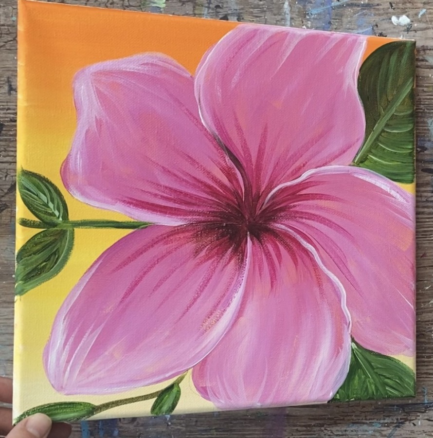 Easy Simply Tropical Hibiscus Painting - Step By Step Acrylic Tutorial