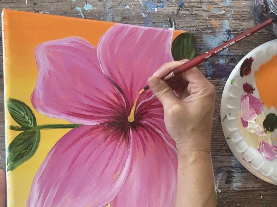 Easy Simply Tropical Hibiscus Painting - Step By Step Acrylic Tutorial