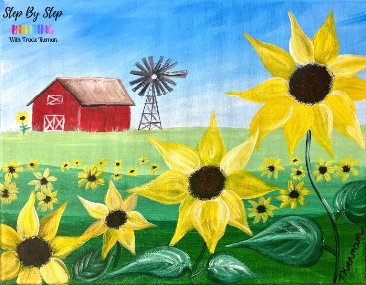 Sunflower Farm Acrylic Painting Tutorial 
