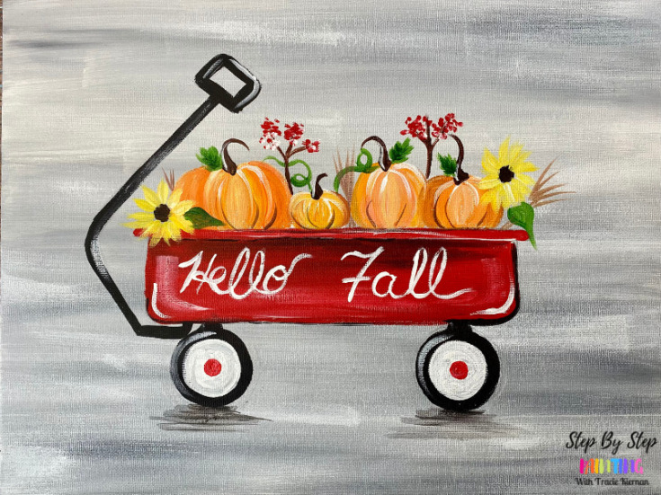 Pumpkin Wagon Acrylic Painting Tutorial 