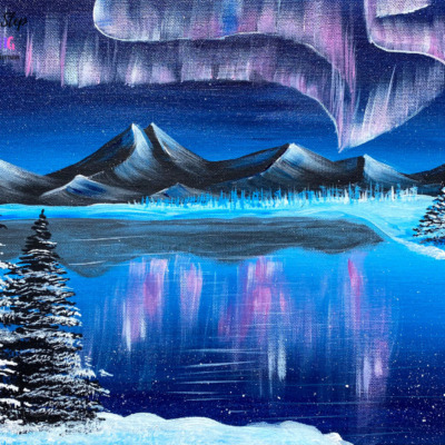 Aurora Lake Acrylic Painting Tutorial