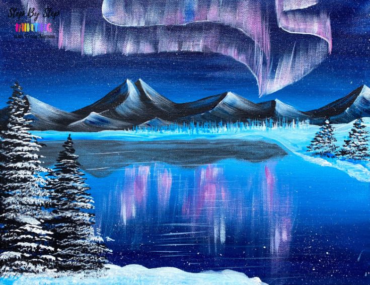 Aurora Lake Acrylic Painting Tutorial