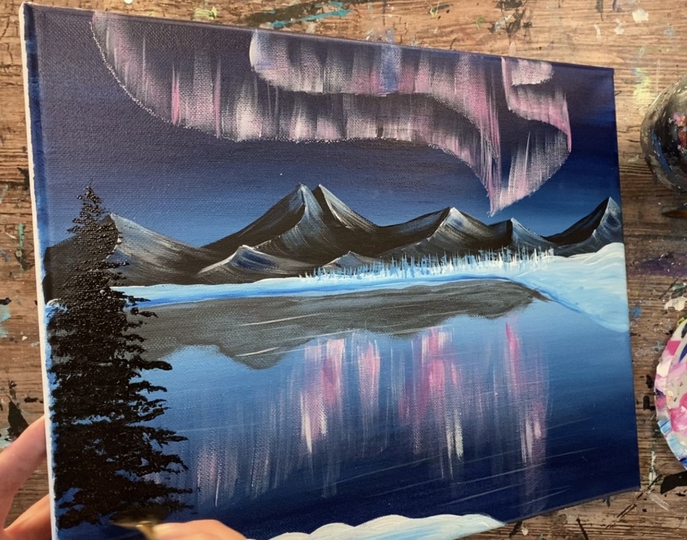 Aurora Lake Acrylic Painting Tutorial - Tracie Kiernan - Step By Step ...