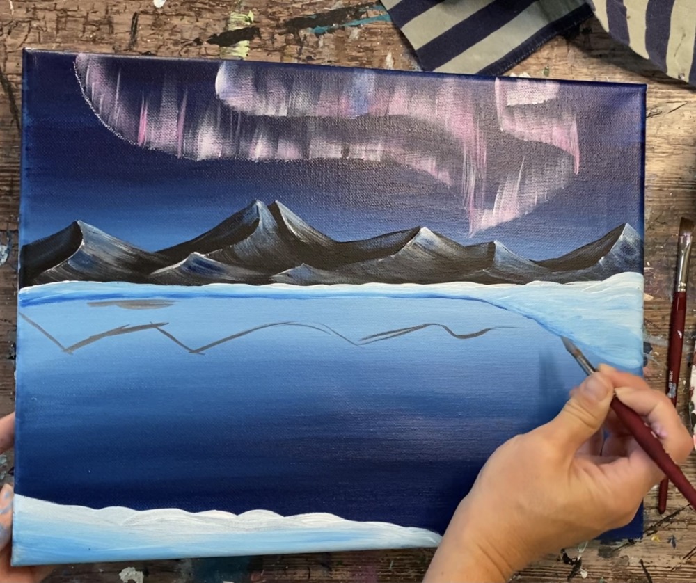 Aurora Lake Acrylic Painting Tutorial - Tracie Kiernan - Step By Step ...