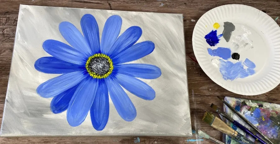 how to paint a blue daisy