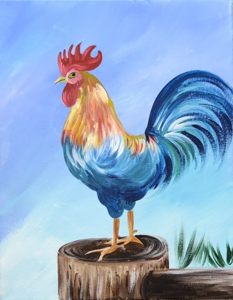 Rooster Inlay How To Paint A Rooster - Step By Step Acrylic Tutorial For Beginners