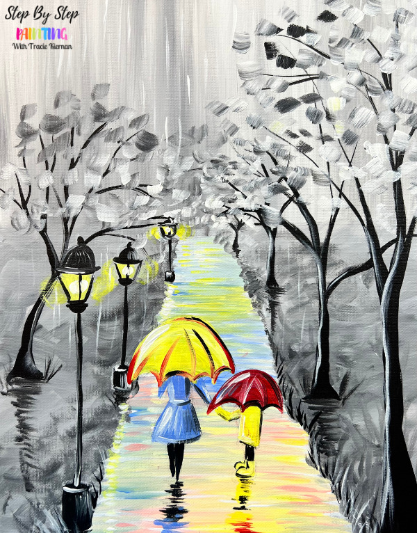 Walk In The Rain - Acrylic Painting Tutorial - Tracie Kiernan
