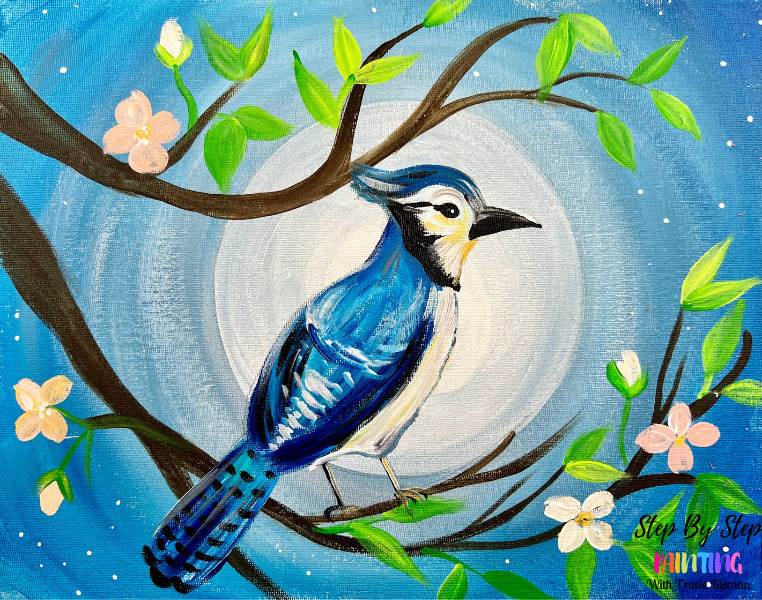 A Hyper-realistic Cartoon Depiction Of A Blue Jay, Showcasing Intricate  Character Design And Vibrant Colors. This Mural-like Illustration Features  Highly Detailed Foliage, Skillfully Capturing The Interplay Of Light And  Shadow. With Its