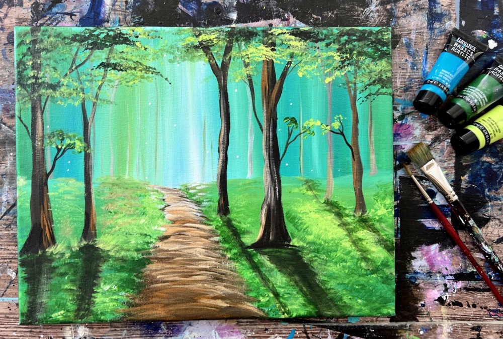 Forest Painting Acrylic Painting Tutorial For Beginners