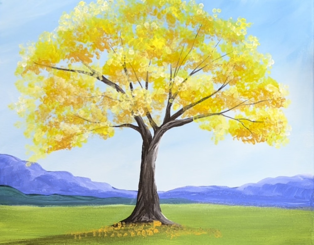 Paint A Fall Tree With Q Tips Acrylic Painting Tutorial Online