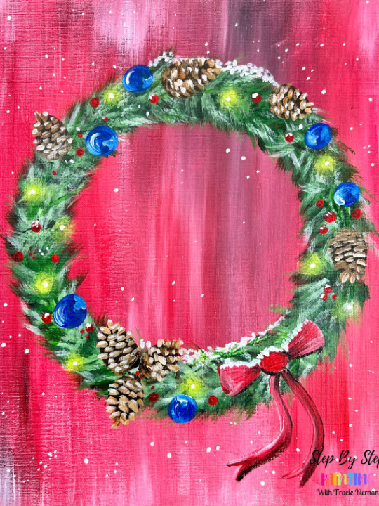 How To Paint A Christmas Wreath - Tracie Kiernan - Step By Step