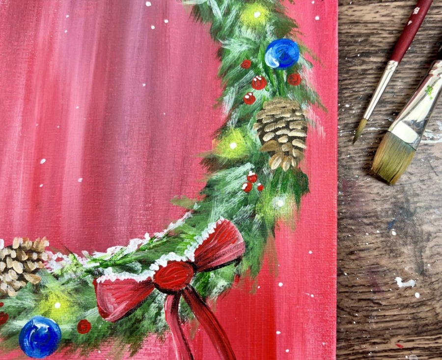 How To Paint A Christmas Wreath - Tracie Kiernan - Step By Step Painting