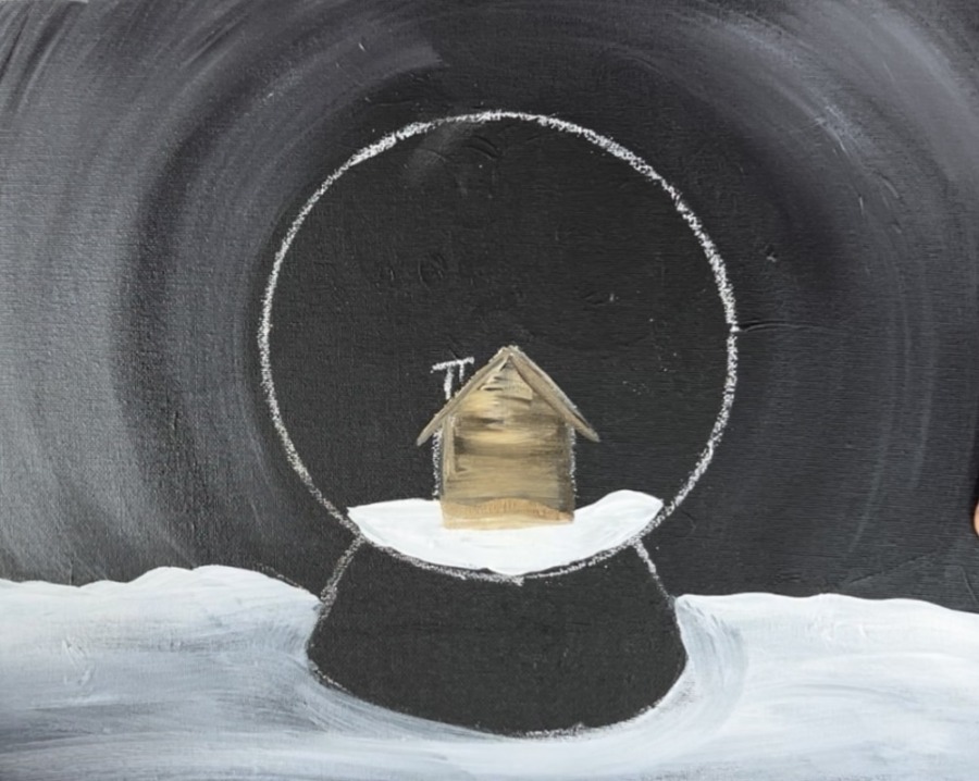 Snow Globe With Cabin - Acrylic Painting Tutorial - Tracie Kiernan ...