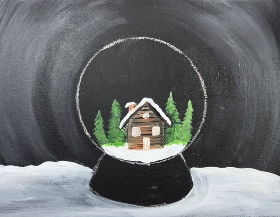 Snow Globe With Cabin - Acrylic Painting Tutorial - Tracie Kiernan ...