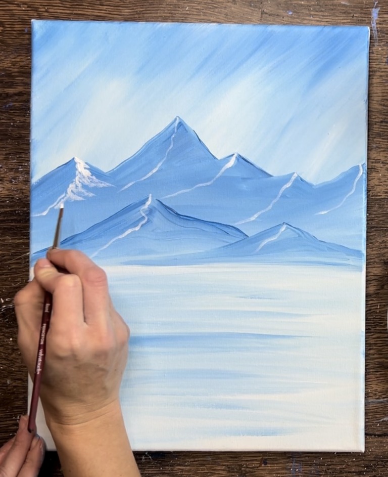 Snowy Mountain Scene - Acrylic Painting Tutorial - Tracie Kiernan ...