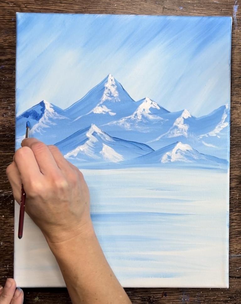 Snowy Mountain Scene - Acrylic Painting Tutorial - Tracie Kiernan ...