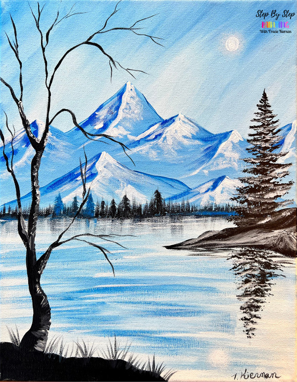 Snowy Mountain Scene Acrylic Painting Tutorial Tracie Kiernan