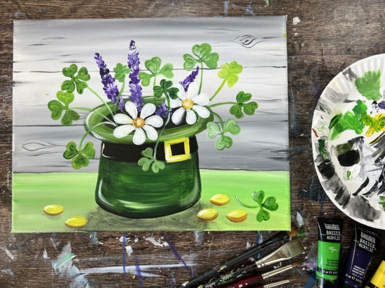 St. Patrick's Day Bouquet Acrylic Painting Tutorial Tracie Kiernan