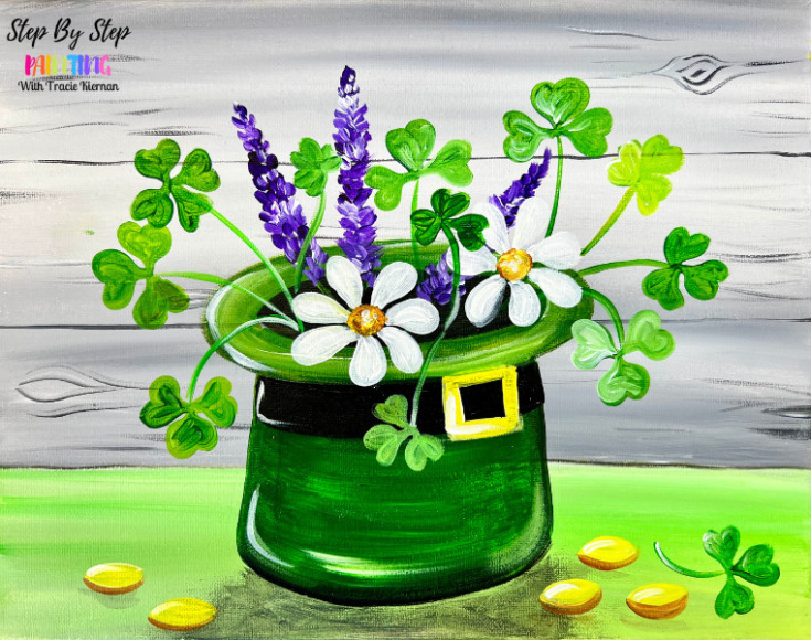 St. Patrick's Day Bouquet - Acrylic Painting Tutorial - Tracie Kiernan -  Step By Step Painting