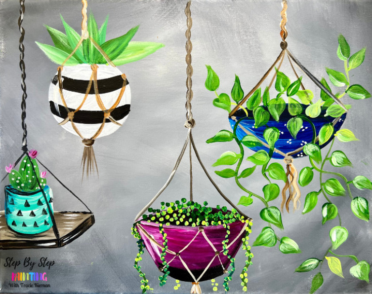 How To Paint Hanging Plants & Succulants 