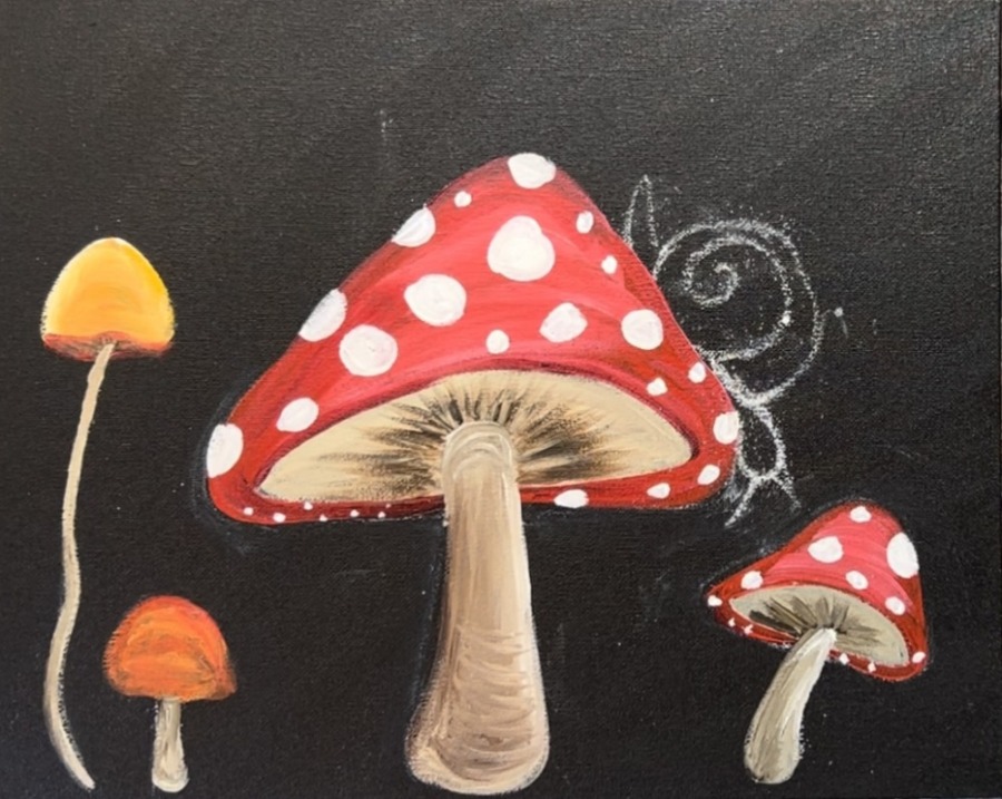 Mushroom Painting - Easy Online Acrylic Painting Tutorial