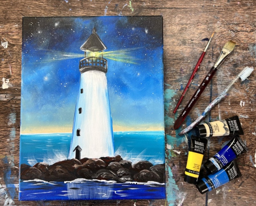 Lighthouse Painting - Acrylic Online Tutorial