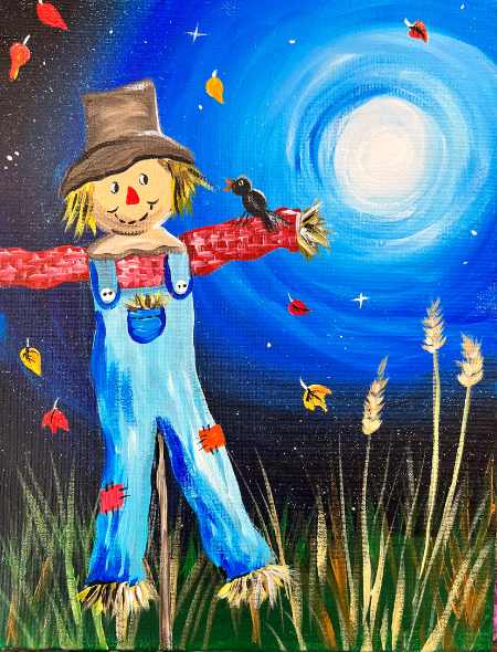 How To Paint A Scarecrow At Night - Step By Step Tutorial