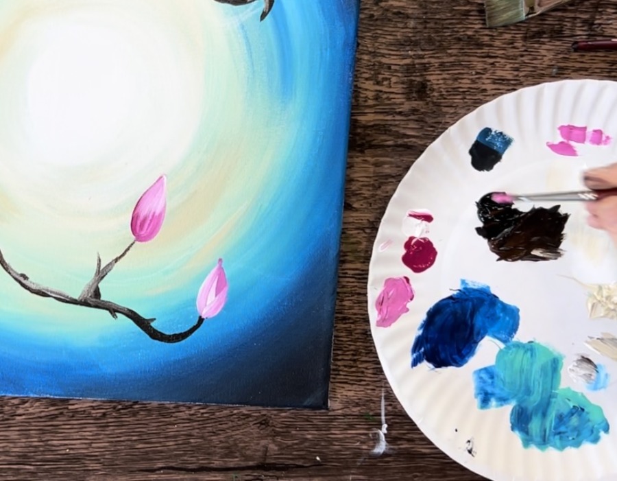How To Paint "Luna Moth Magnolias" - Acrylic Painting Tutorial - Tracie ...