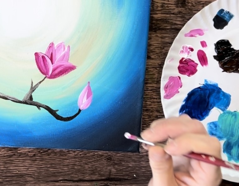 How To Paint "Luna Moth Magnolias" - Acrylic Painting Tutorial - Tracie ...