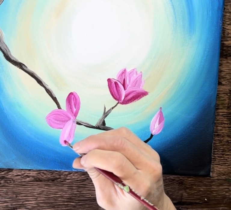 How To Paint "Luna Moth Magnolias" - Acrylic Painting Tutorial - Tracie ...