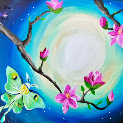 How To Paint “Luna Moth Magnolias” – Acrylic Painting Tutorial