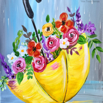 How To Paint A “Rainy Day Bouquet” – Umbrella Acrylic Painting Tutorial