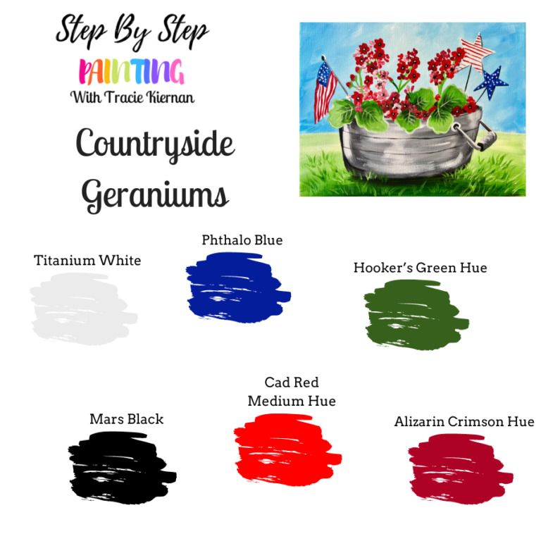 Countryside Geraniums - Acrylic Painting Tutorial - Tracie Kiernan ...